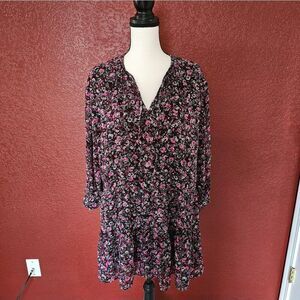 Zara Black and Pink Patterned Dress